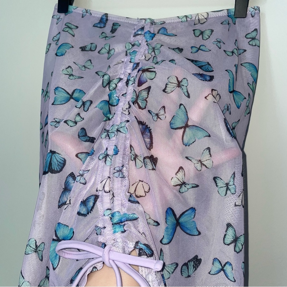 Micro Mesh Butterfly Print Skirt Swimsuit Cover Up‎ - Picture 2 of 4